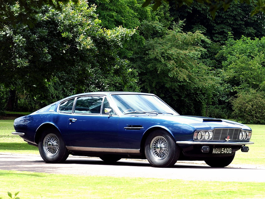 Auto, Árboles, Aston Martin, Coches, Vista Lateral, 1967, Retro, Dbs fondo de pantalla