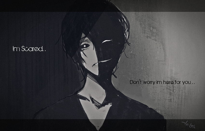 Download A mysterious dark anime boy stares into the distance. Wallpaper