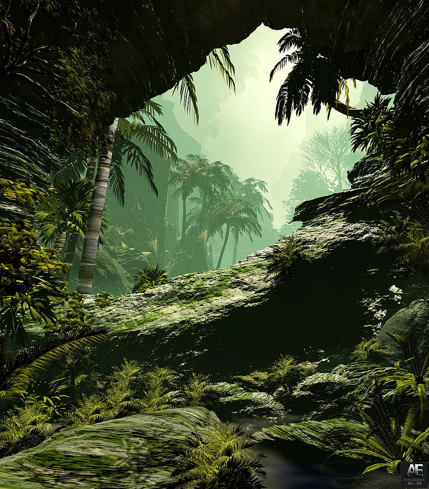 Art, Palms, Vegetation, Jungle HD phone wallpaper
