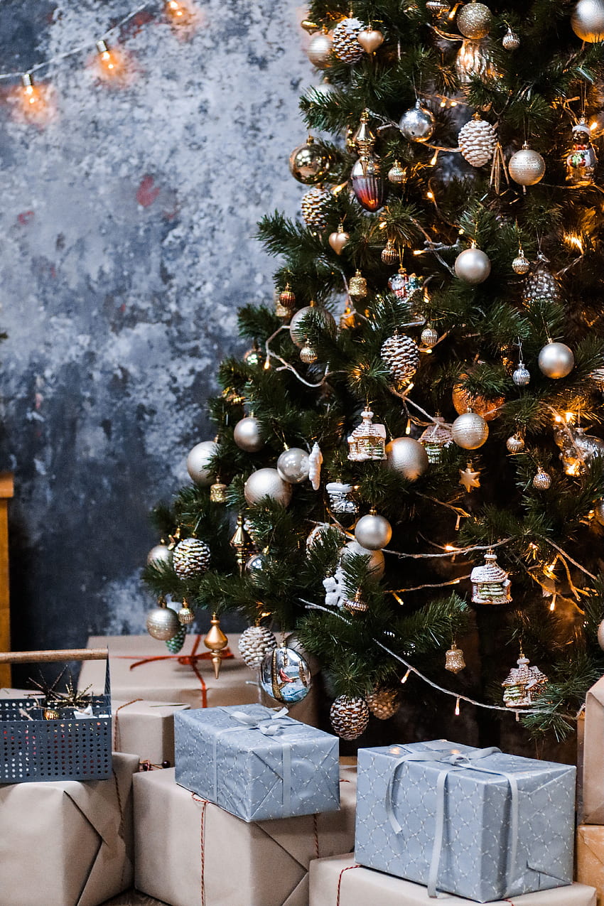 休日, 新年, 装飾, クリスマス, クリスマスツリー, ギフト, プレゼント HD電話の壁紙