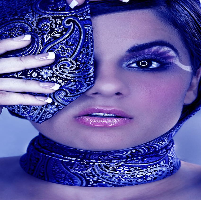 AVATAR BLUE BEAUTY, blue, model, face, lips, woman, beauty HD wallpaper
