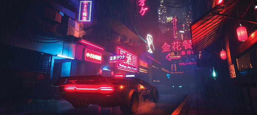 ArtStation - Downtown Cyberpunk, Paar HD-Hintergrundbild