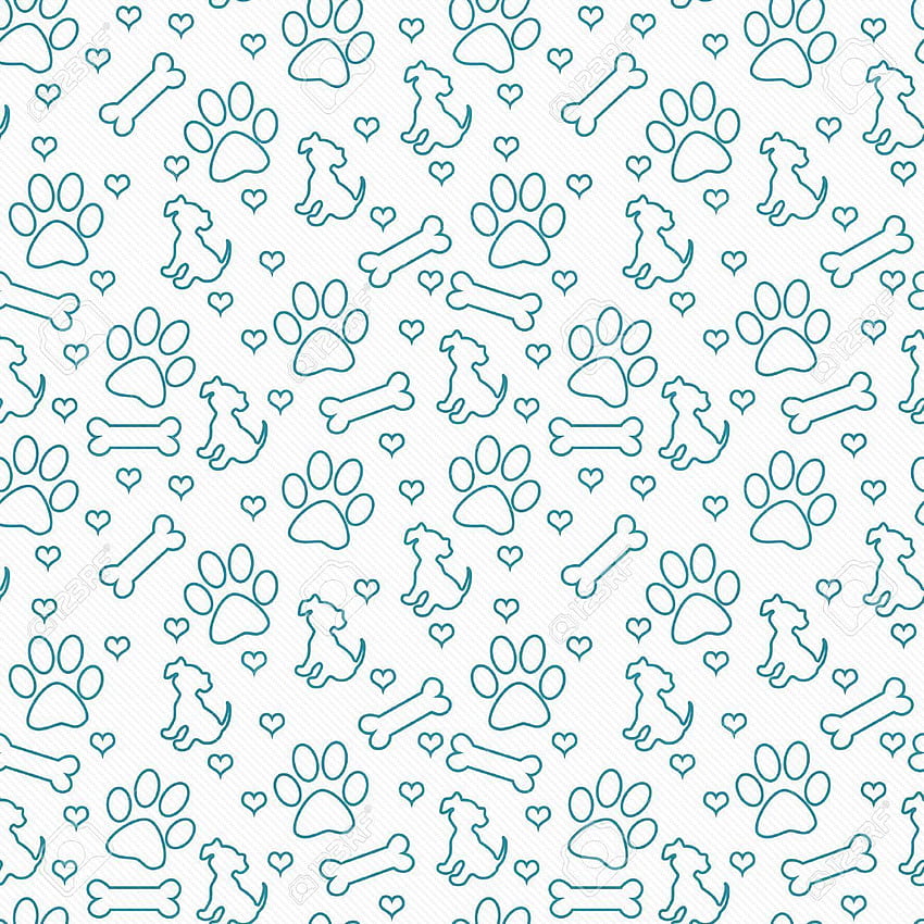 Teal And White Dog Paw Prints Puppy Bone And Hearts Tile Pattern. Paw print  background, Dog paw print, Paw print HD phone wallpaper | Pxfuel