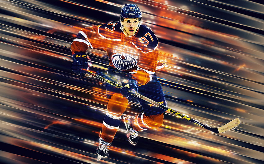Connor McDavid, ผู้เล่นฮอกกี้ชาวแคนาดา, ศิลปะลายเส้น, NHL, Edmonton Oilers, กองหน้า, ฮอกกี้, Edmonton, แคนาดา, National Hockey League ด้วยความละเอียด คุณสูง วอลล์เปเปอร์ HD