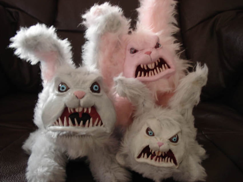 CREEPY BUNNIES, bunnies, easter, scarey, creepy HD wallpaper