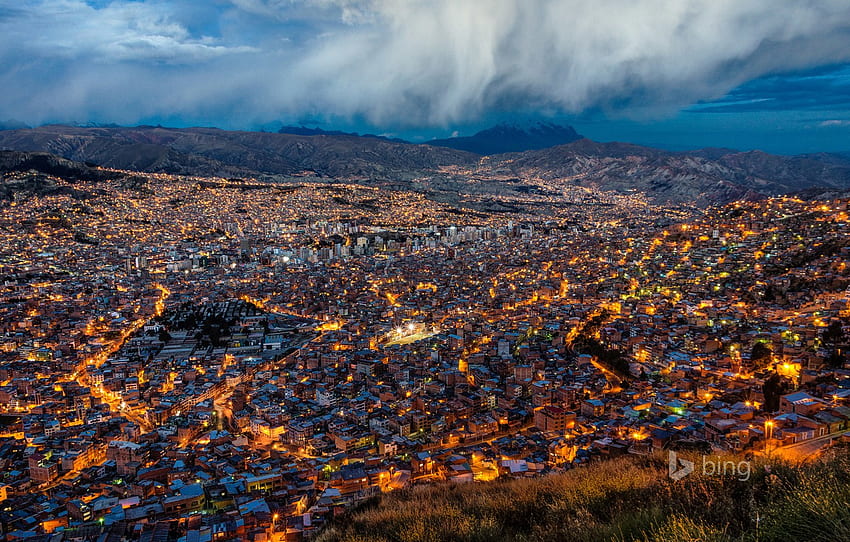 gökyüzü, manzara, dağlar, panorama, Bolivya, La Paz for , bölüm город HD duvar kağıdı