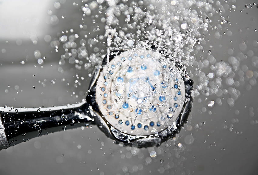 bath, bathroom, chrome, clear, drop of water, droplets, flow, liquid, low angle shot, motion, shower, shower head, silver, time lapse, water, water drops, wet HD wallpaper