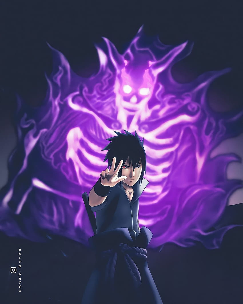 wallpaper do personagem sasuke uchiha do anime naruto em um