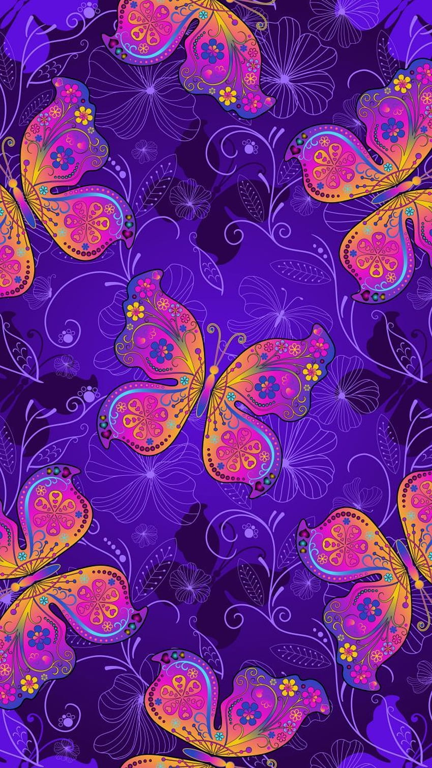 Butterflies, digital artwork, gradient, . Butterfly , iPhone , Android, Psychedelic Butterfly HD phone wallpaper