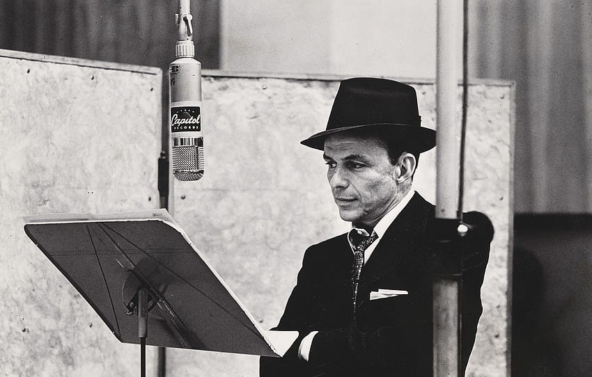 ย้อนยุค หมวก เครื่องแต่งกาย เน็คไท นักแสดง ดำและขาว ชาย ไมโครโฟน แจ็คเก็ต ตำนาน นักร้อง สตูดิโอ ศาลากลาง Frank Sinatra Frank Sinatra Sinatra สำหรับ หมวด мужчины วอลล์เปเปอร์ HD