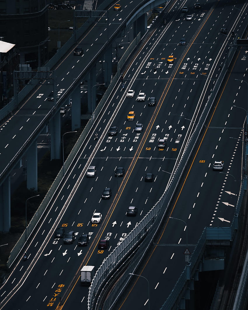 Cars, City, View From Above, Road, Markup HD phone wallpaper
