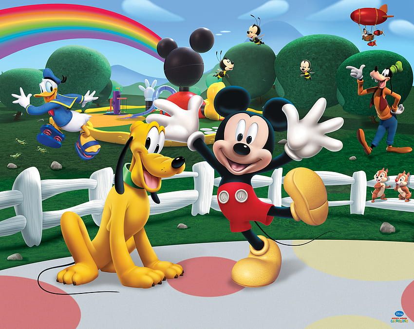 Disney Mickey Mouse Club House โดย Walltastic : ตรงบ้านมิกกี้เมาส์ วอลล์เปเปอร์ HD