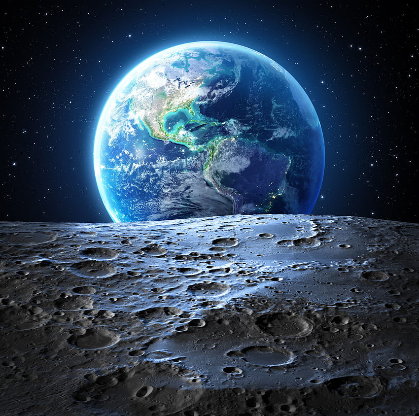 Земя, Луна, Природа, , , Цифрова вселена, Космос - Изглед на Земята на НАСА от Луната HD тапет