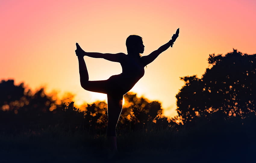 girl, silhouette, Yoga Silhouette for , section спорт HD wallpaper