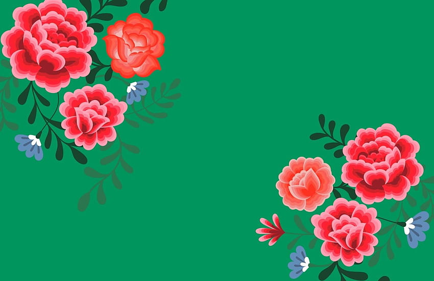 緑のフリーダ・カーロの花の壁画. 絵画、花、壁画、フリーダ カーロ アート スタイル 高画質の壁紙