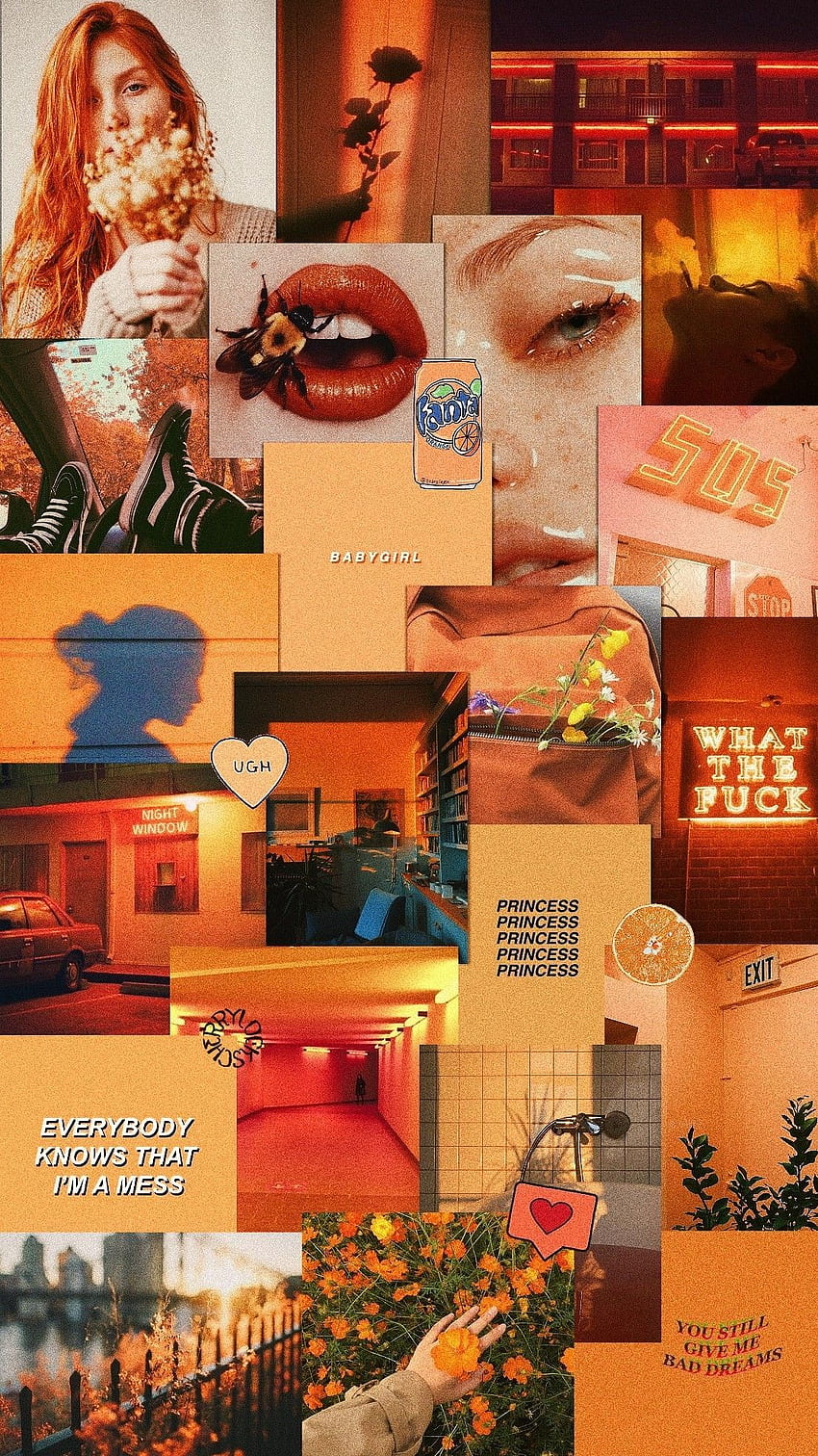 Lockscreen: Laranja Aesthetic. bonitos, Colagem de, Orange Aesthetic Girl HD phone wallpaper