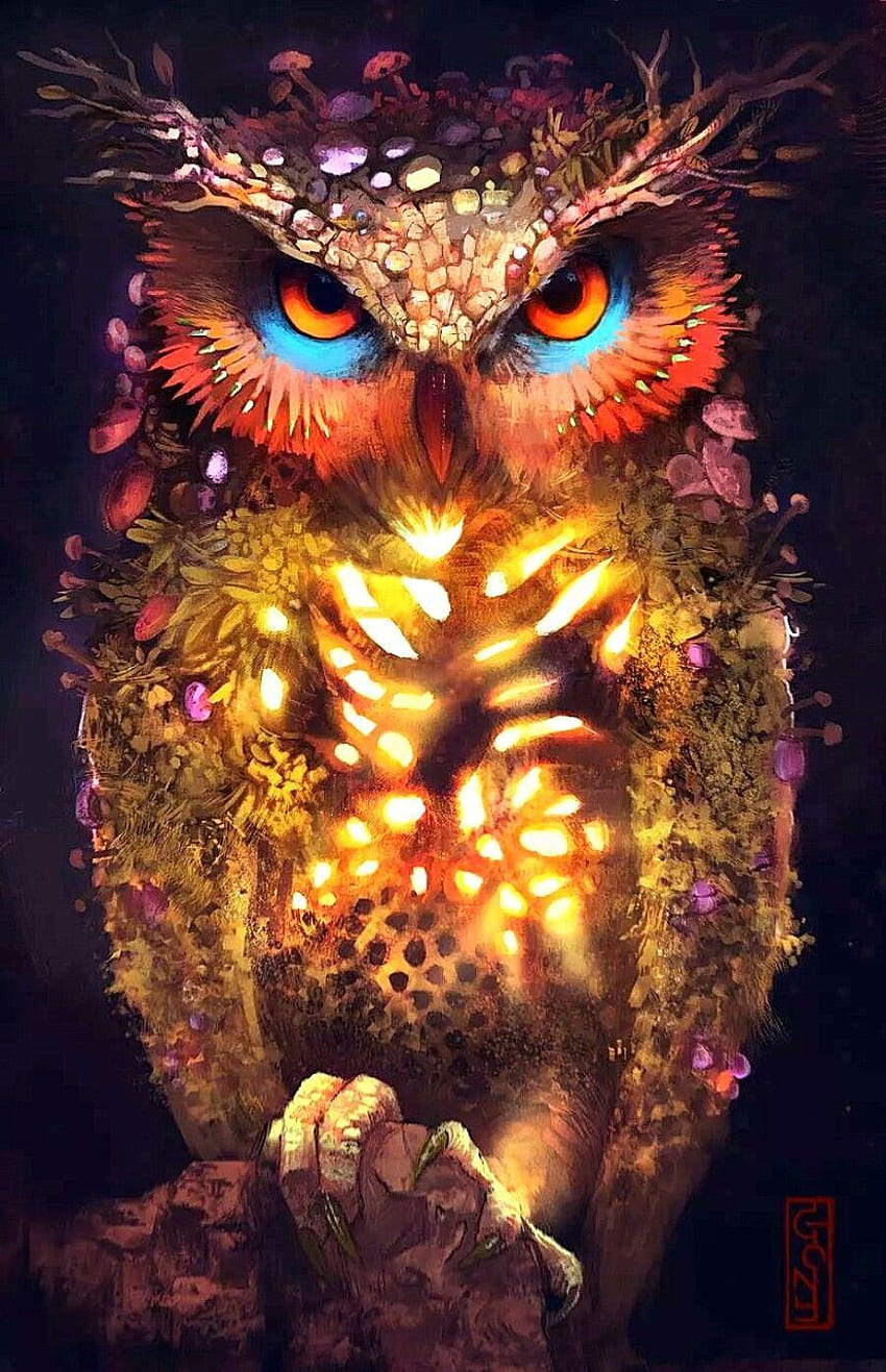 Neon Owl de Gonzalo Ruela. Peluche hibou, Animaux, Chouette Papel de parede de celular HD