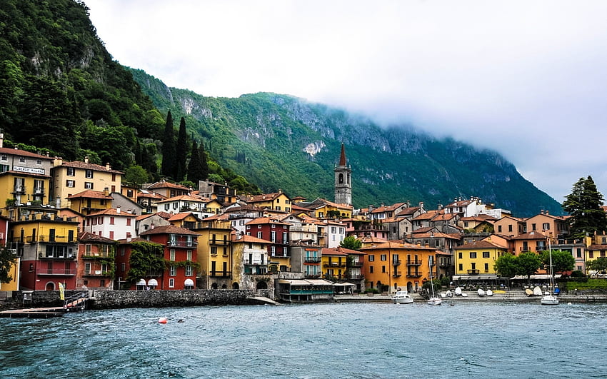 Varenna Włochy, la Perla del Lago di Como . Tło., Północne Włochy Tapeta HD