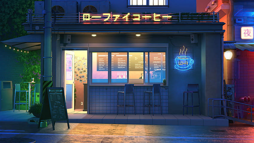 Cafetería LoFi Late Night []:, Cafetería Anime fondo de pantalla