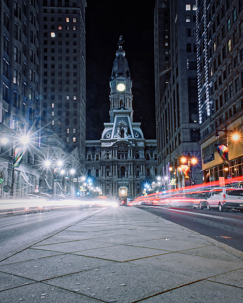フィラデルフィア, 都市, 建築, アメリカ合衆国, 夜の街, 街の明かり HD電話の壁紙