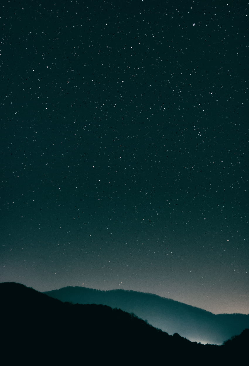 Montanhas, Noite, Brilhando, Escuro, Céu Estrelado Papel de parede de celular HD