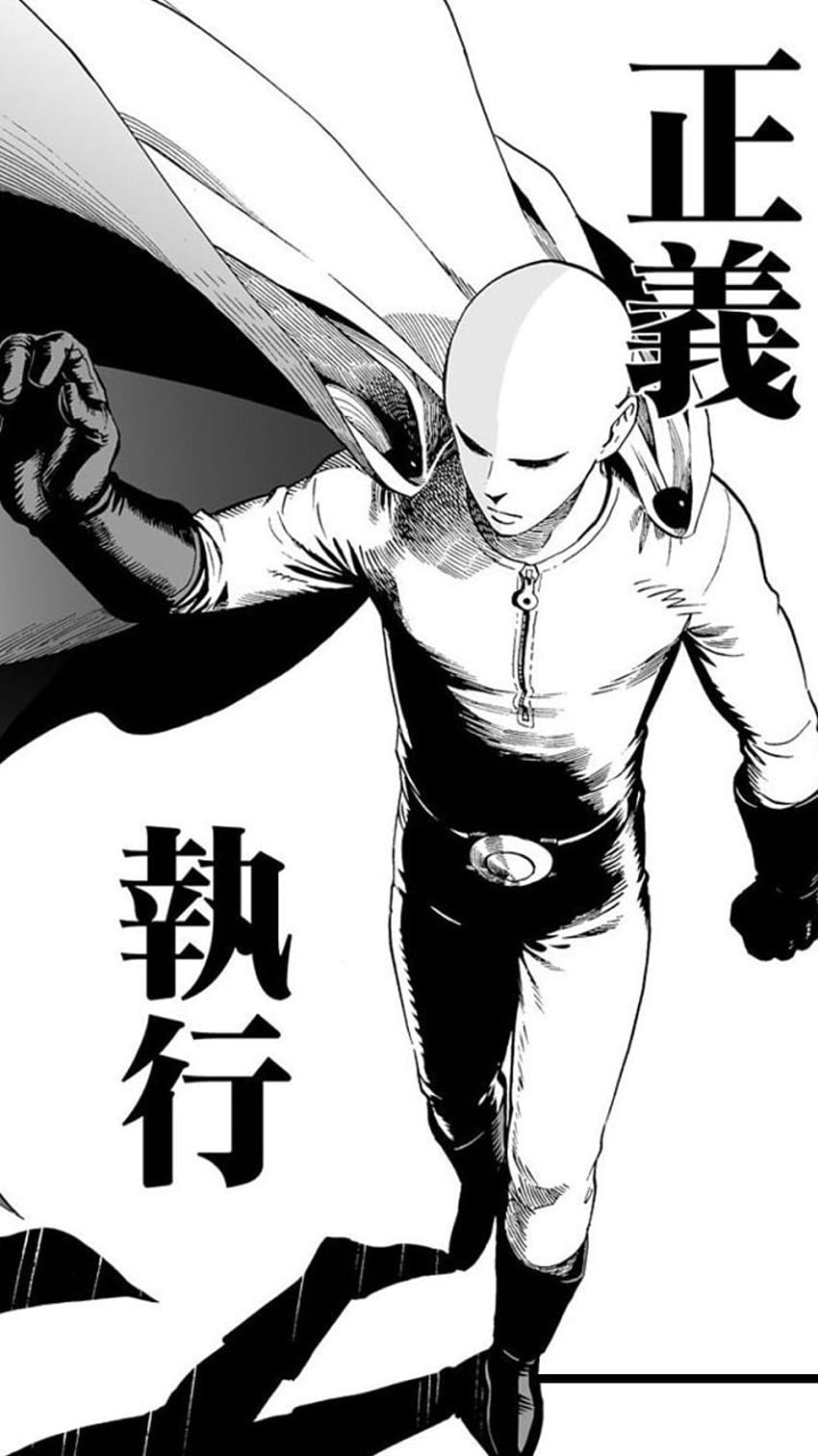 One Punch Man, amoled, black and white, HD phone wallpaper