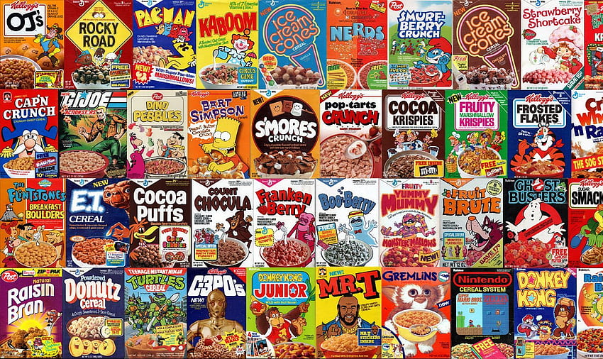Retro Cereal Boxes I made. Looks best tiled or centered HD wallpaper