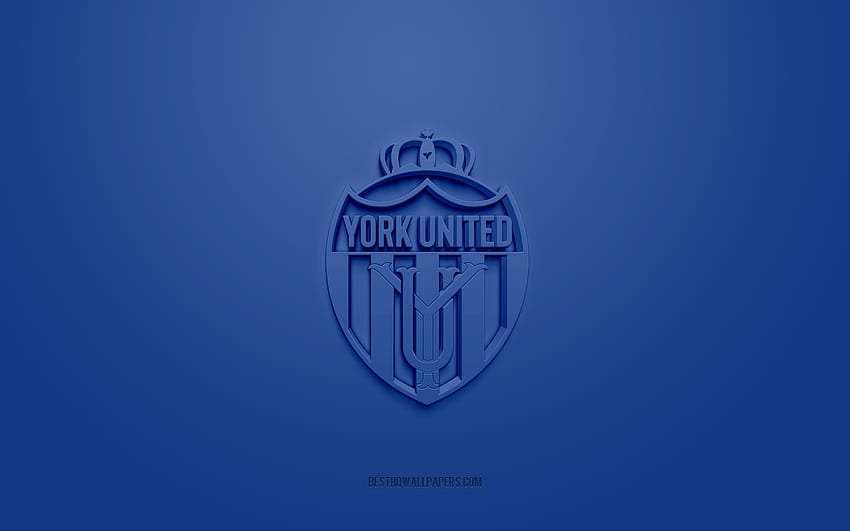 York United FC, logotipo 3D creativo, azul, Canadian Premier League, CPL, emblema 3d, club de fútbol canadiense, Canadá, arte 3d, fútbol, ​​logotipo 3d del York United FC fondo de pantalla