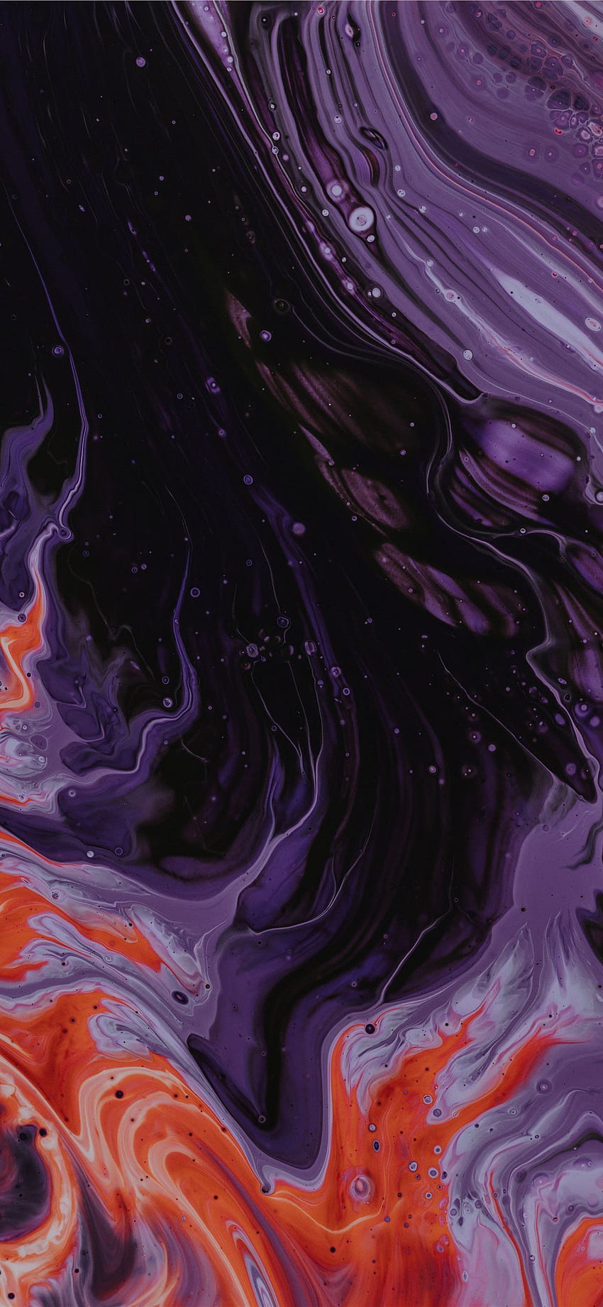 pintura abstracta púrpura negra y naranja en el iPhone X fondo de pantalla del teléfono