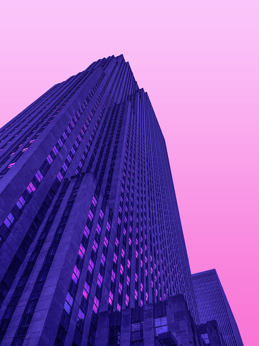 Architecture, Violet, Skyscraper, Building, Minimalism, Purple HD phone wallpaper