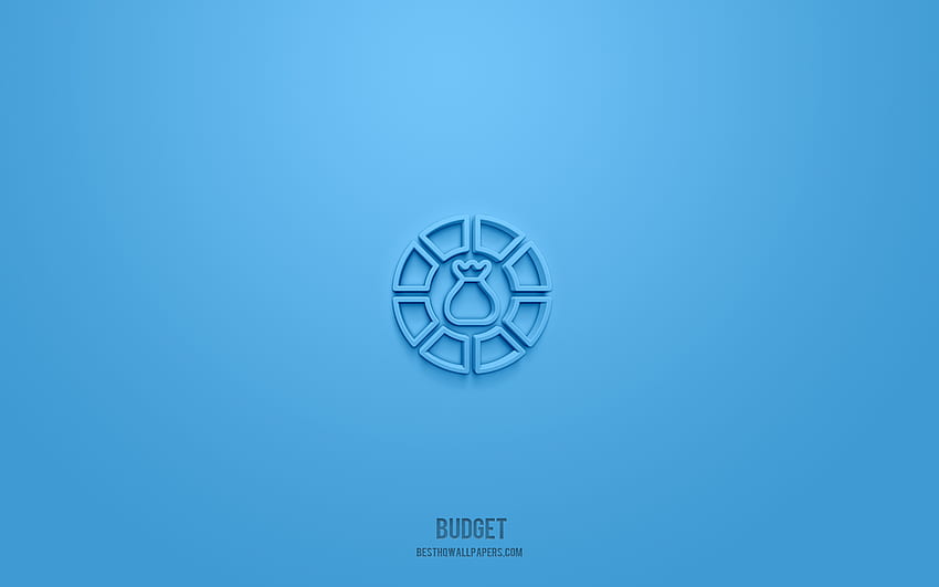 Budget 3d icon, blue background, 3d symbols, Budget, business icons, 3d icons, Budget sign, business 3d icons HD wallpaper