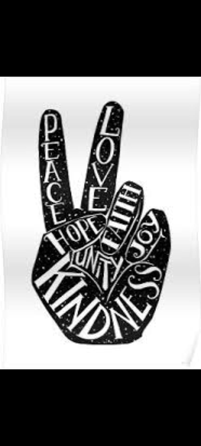 Peace love kindness, white, black, sign, hand HD phone wallpaper