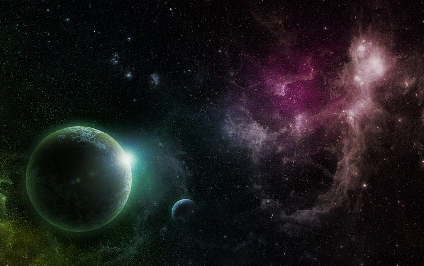 Purple & Green Galaxy Planets . Purple & Green Galaxy Planets stock HD wallpaper