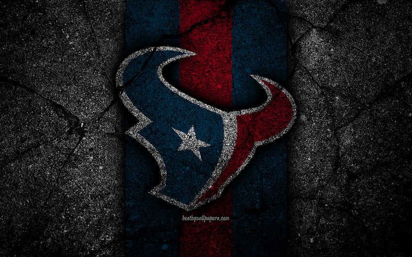 Houston Texans, logo, kara taş, NFL, Amerikan Futbolu, ABD, asfalt doku, Ulusal Futbol Ligi, Amerikan Konferansı ile çözünürlük . Yüksek kalite HD duvar kağıdı
