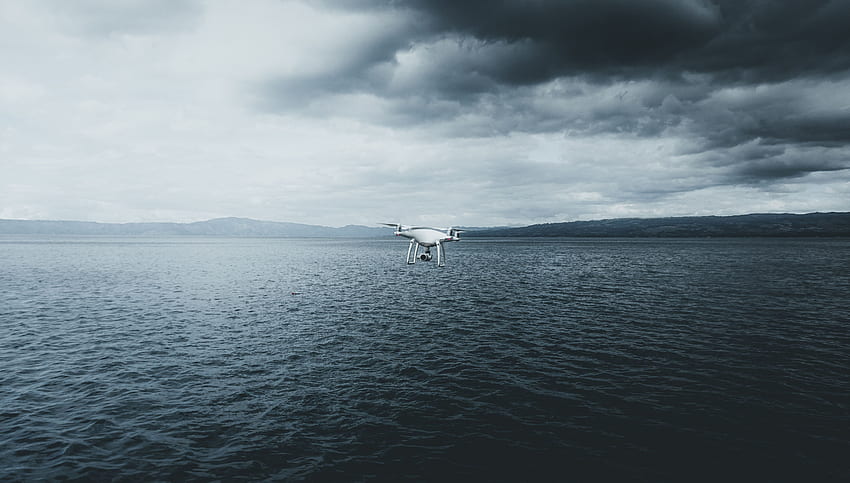 Morze, chmury, mgła, technologie, technologia, samolot, quadcopter, dron Tapeta HD