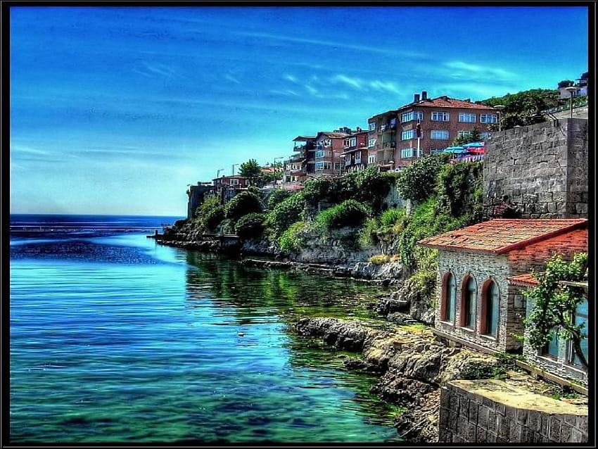 Maisons amasra à karadeniz, Turquie, mer, karadeniz, maisons, Turquie Fond d'écran HD