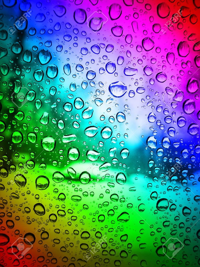 Rain Drops On Glass Color Stock , And Royalty . 4432675. Rainbow, Rain drops, Rainbow HD phone wallpaper