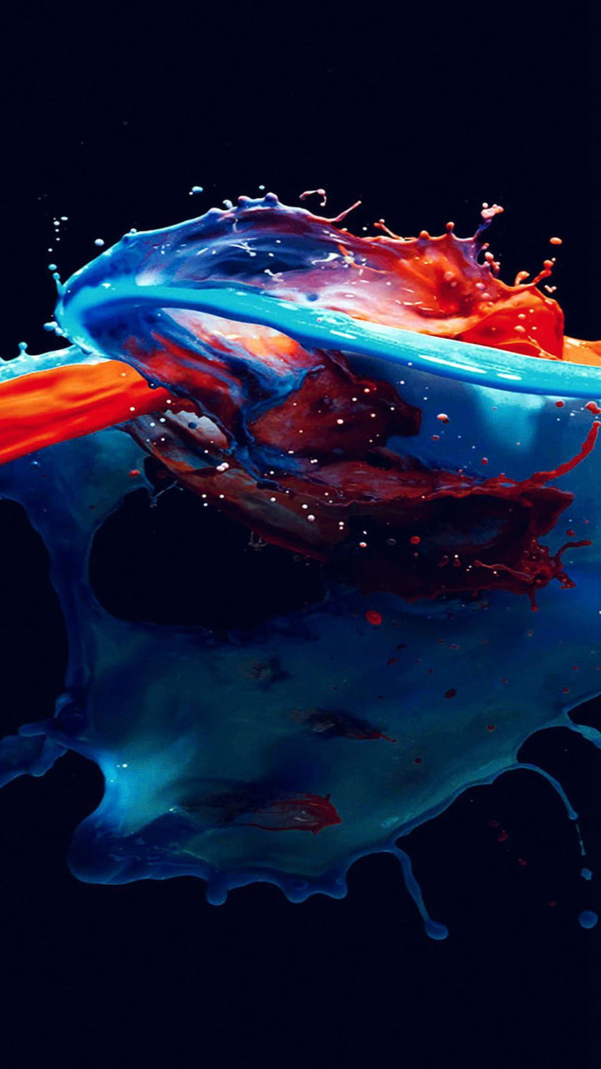 ペイント スプラッシュ アート イラスト ダーク ブルー レッド 水彩画 iPhone 6, 水彩画 HD電話の壁紙