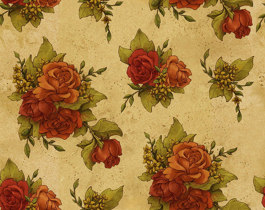 Brown Vintage Floral Background, Brown Flowers HD wallpaper