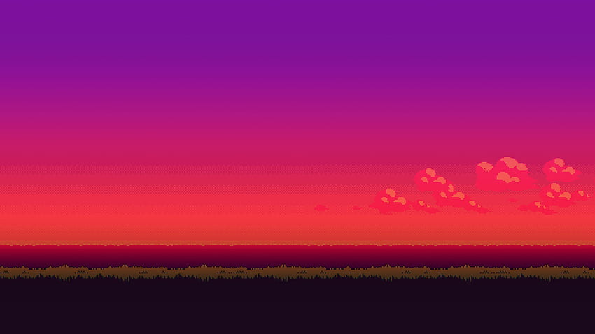 General sunset 16-bit pixel art landscape HD wallpaper