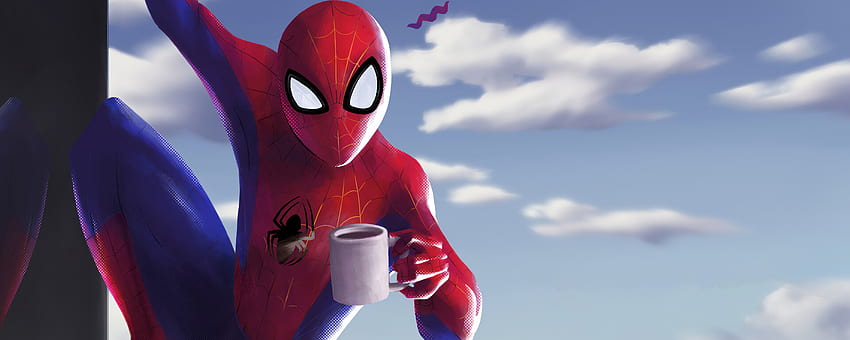 Spider Man With Coffe , Dual Spider Man HD wallpaper