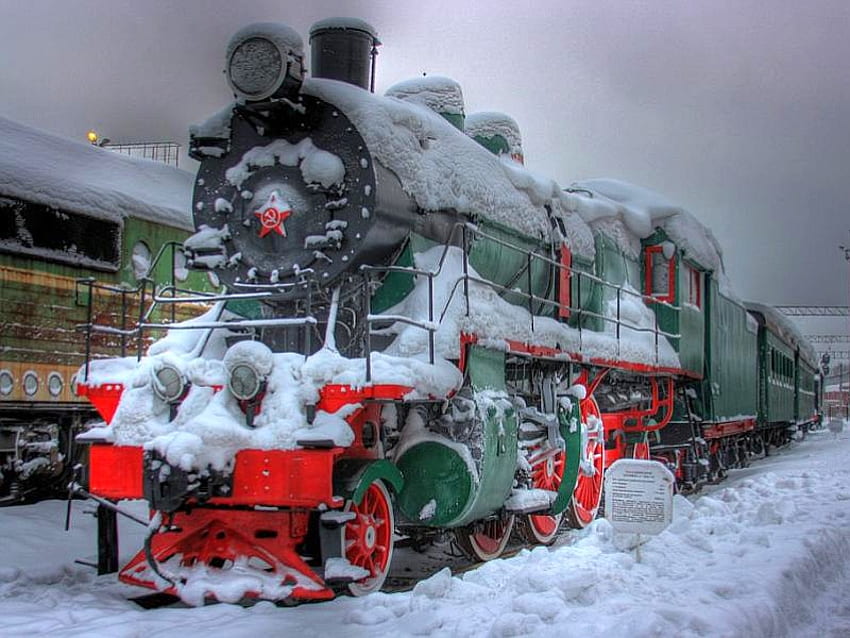 Zimowy pociąg, zima, fajnie, pociąg Tapeta HD