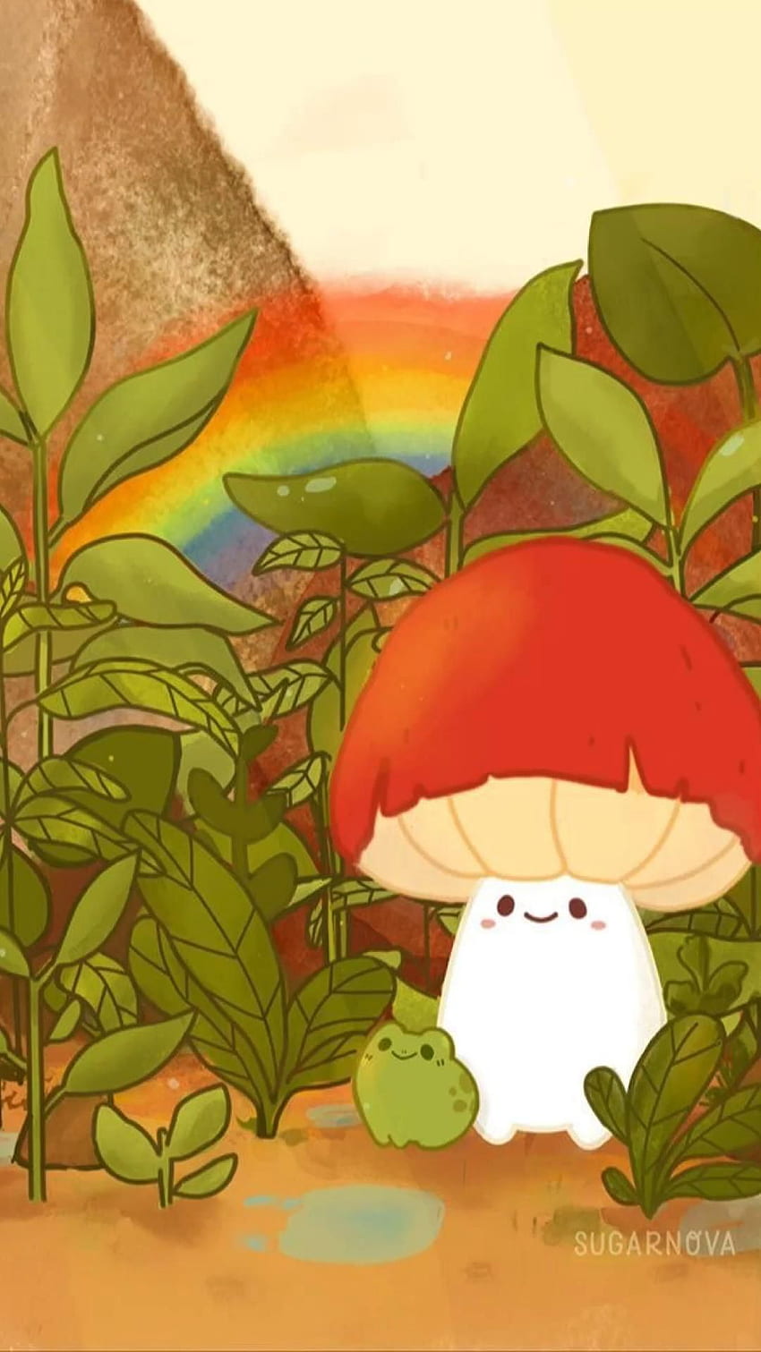 Cute mushroom. Frog , Mushroom , Cartoon , Mushroom Frog HD phone wallpaper