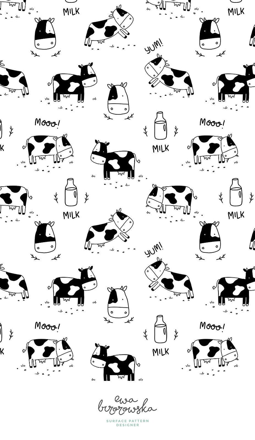 Minimal black and white cow pattern design in scandinavian style with some lettering. Cow tattoo, Cow illustration, Cow HD phone wallpaper