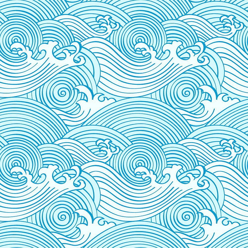 Японски модел безшевни вълни в океански цветове. охпопси HD тапет за телефон
