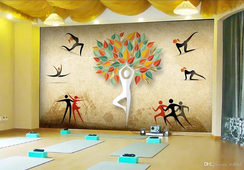 3D Oda Özel Dokunmamış Duvar Eski Yoga Stil Yoga Stüdyosu Takım Duvar Duvarlar Için 3 D HD duvar kağıdı