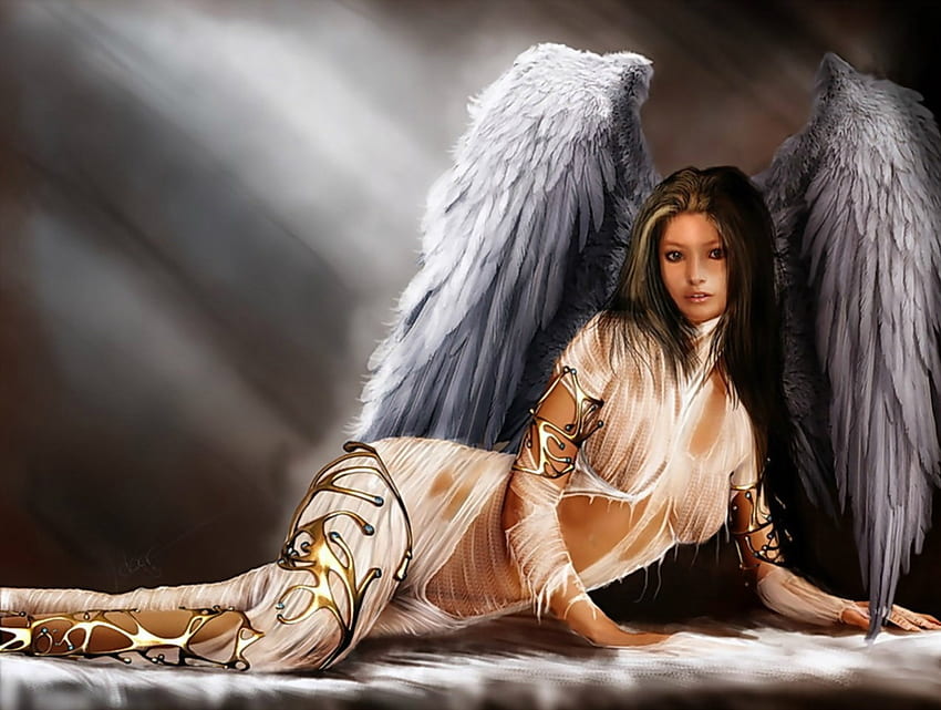 ANGEL, FEMALE, FANTASY, WINGS HD wallpaper