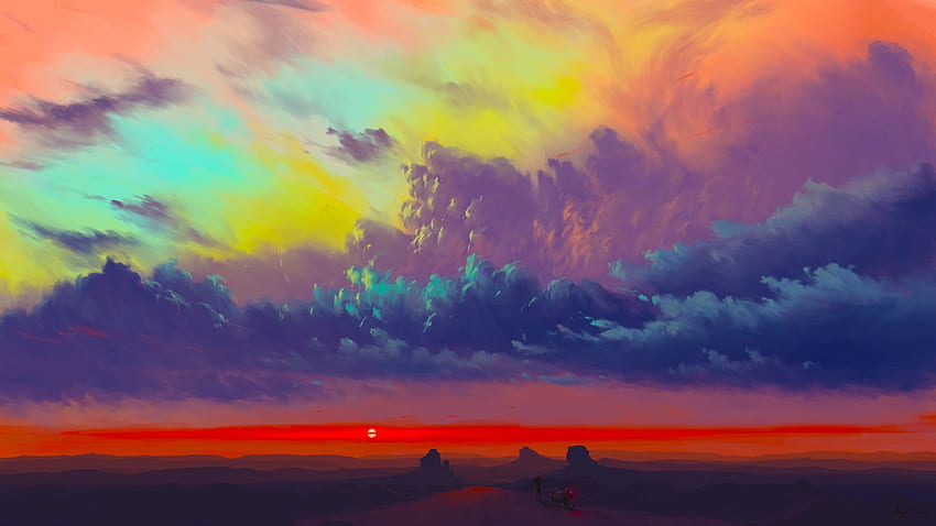 Amazing Sunset Art 1440P Resolution , Artist , , and Background, Sunset Painting HD wallpaper