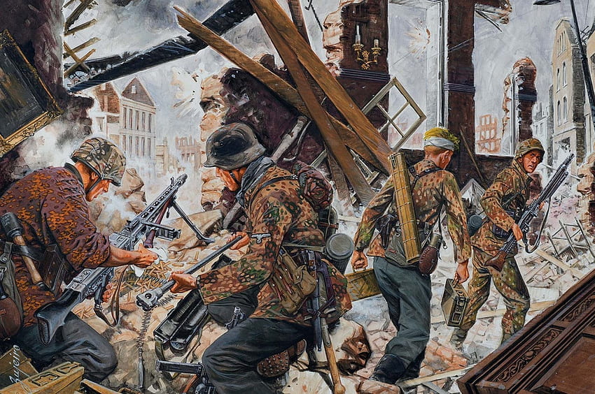 ペインティング アート 兵士 機関銃 陸軍 戦い 戦争 軍事 高画質の壁紙