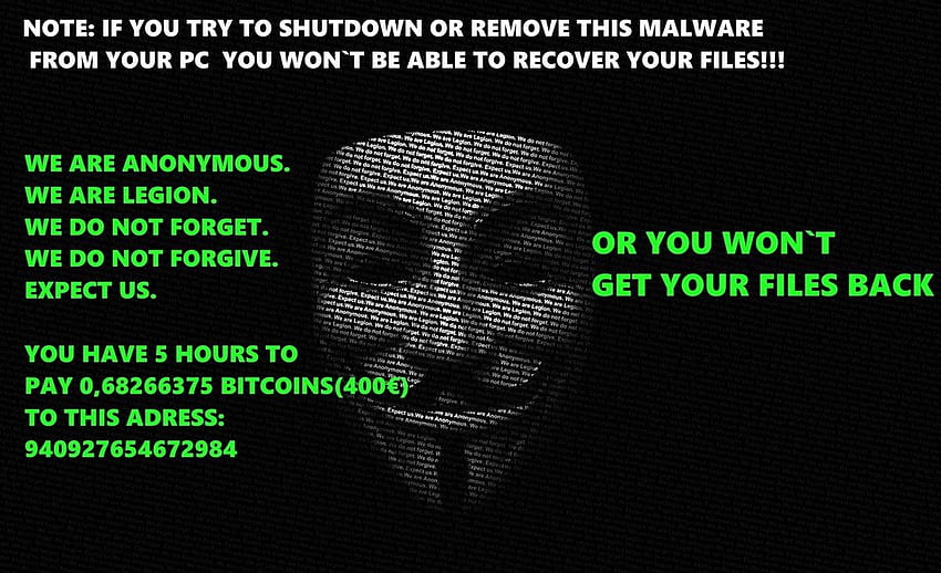 Usuń wirusa Qinynore — przywróć pliki .anonymous, ransomware Tapeta HD
